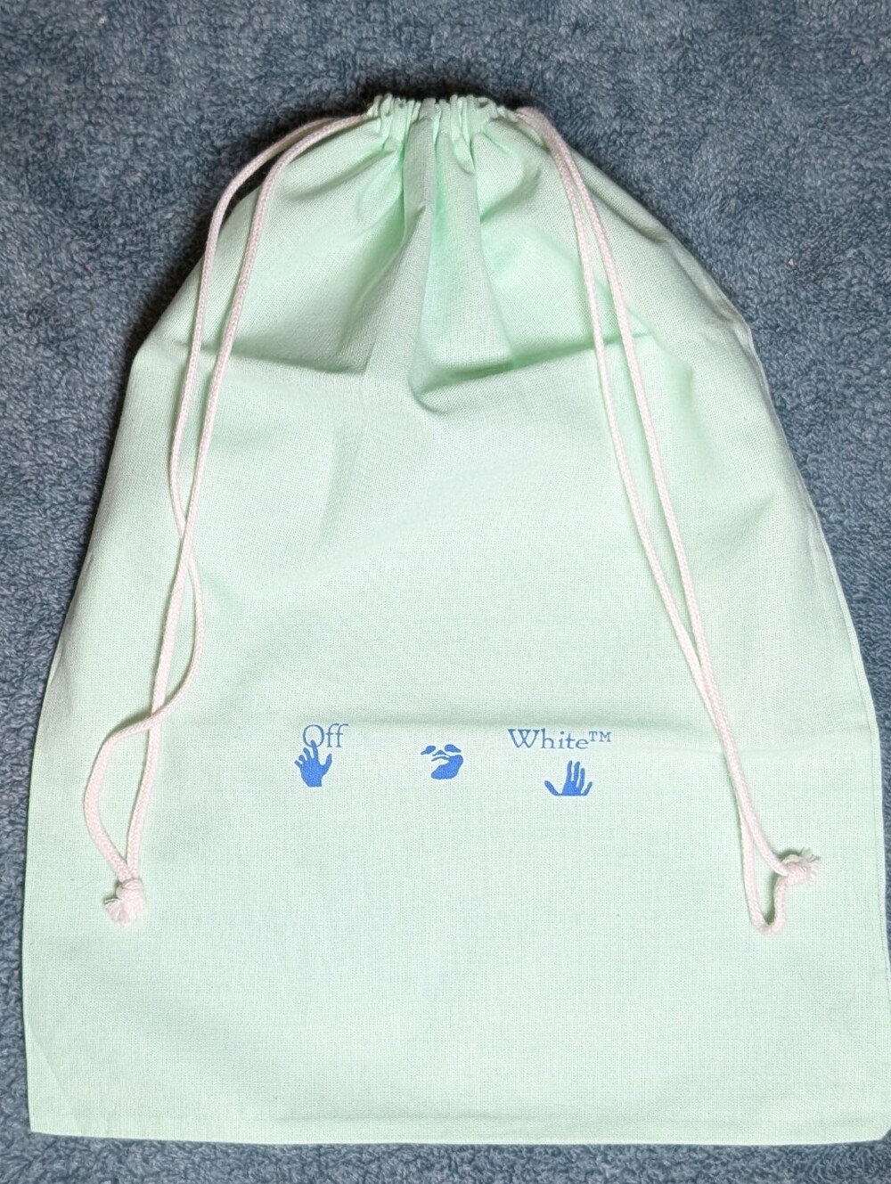 Off-White Out Of Office OOO Be Right Back Hype Sneaker Mint Canvas Dust Bag 15.5